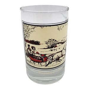 Vintage 1981 Arby’s Currier & Ives Glass #1 The Road in Winter Holiday Sleigh